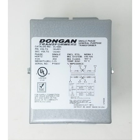 Dongan 240-480X120-240 50Va Wall Transformer 35-1005
