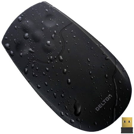 Delton Medical Grade Airtight Waterproof Silicone Wireless Computer Mouse, Black M44