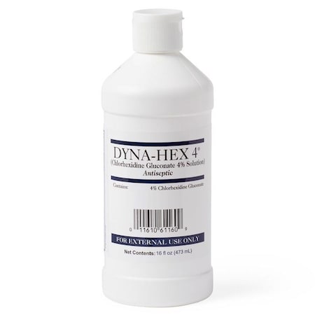 Medline Dyna-Hex CHG Prep Surg Scrub Solution, 4%, 16 oz Bottle, 12PK MDS098715