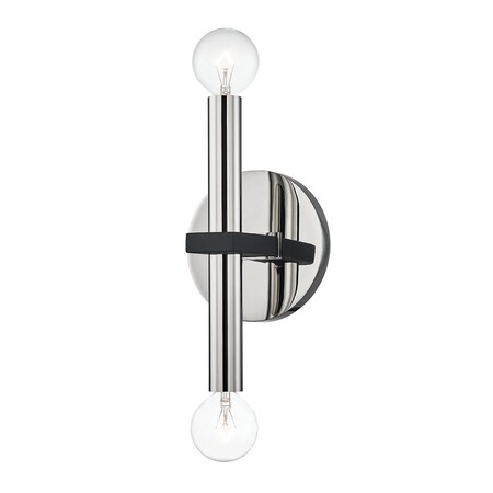 Mitzi Colette 2 Light Wall Sconce 5.5 In. Polished Nickel/Black H296102-PN/BK