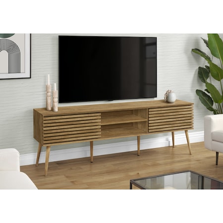 Monarch Specialties TV Stand, 72'', Media Entertainment Center, Living Room, Walnut Laminate, Contemporary, Modern I 2784