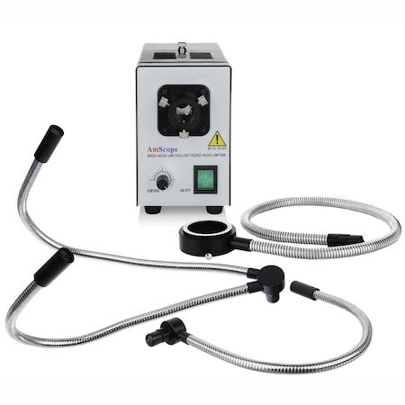 Amscope Fiber Optic Light Microscope Illuminator 150W Ring Double & Single Gooseneck Lights HL250-BOYS