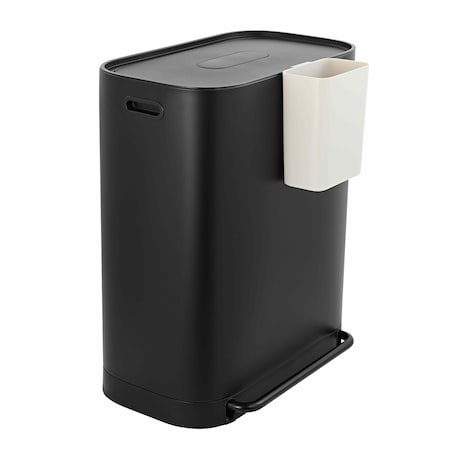 Happimess Beni Kitchen Trash/Recycling 16-Gallon Double-Bucket Step Trash Can w/ Odor Filter, Charcoal Black HPM1014B