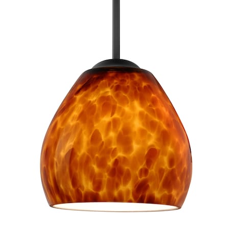 Besa Lighting Besa Bolla Pendant, Amber Cloud, Black Finish, 1x 9W LED 1BT-412218-LED-BK