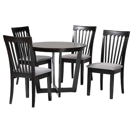Baxton Studio Nellie Modern Grey Fabric and Dark Brown Wood 5-Piece Dining Set 256-9398-10898-ZORO