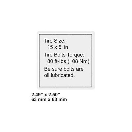 Genie REPLACEMENT DECAL, TIRE SPECS 1292747GT
