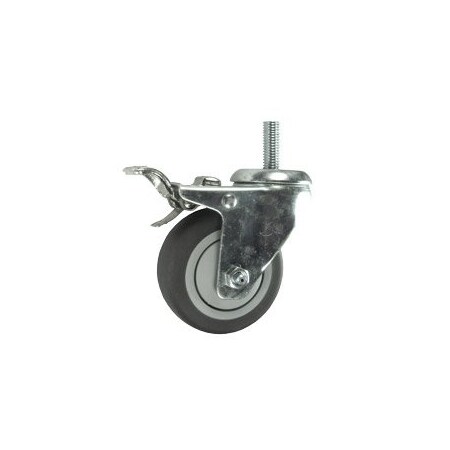 Service Caster 3 Inch SS Thermoplastic Rubber 12mm Threaded Stem Caster Total Lock Brake SCC-SSTSTTL20S314-TPRB-M1215
