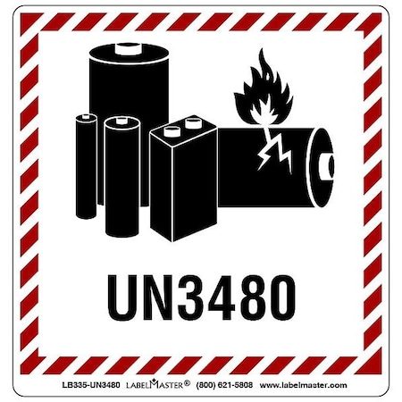 Labelmaster DOT and UN Container Placards, 3 15/16" H LB335-UN3480