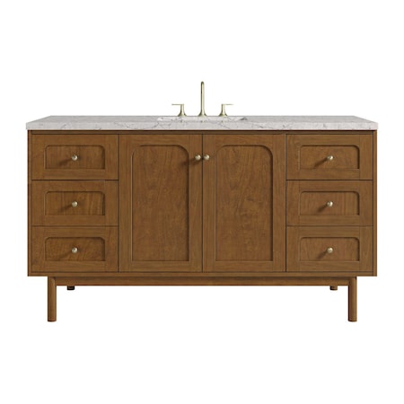 James Martin Vanities Laurent 60" Single Vanity, Honey Oak w/ 3 CM Eternal Jasmine Pearl Silestone Top 545-V60S-HNO-3EJP