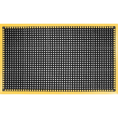 Global Industrial Drainage Mat, 2'W x 3'L, 7/8" Thick, Black/Yellow Border 670823