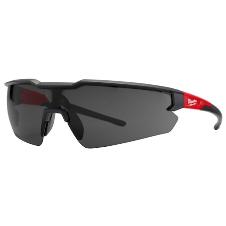 Milwaukee Tool Safety Glasses, Anti-Scratch, Black Lens, Black/Red Frame, Half-Frame 48-73-2015