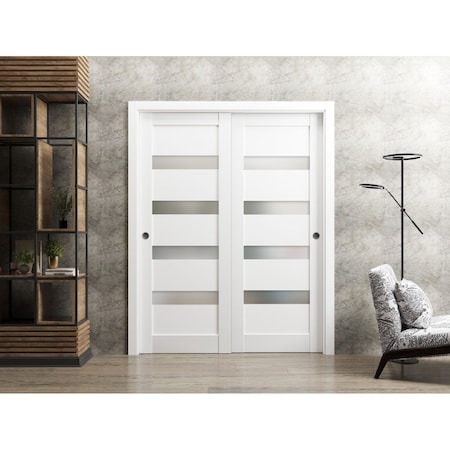 Sartodoors Closet Bypass Interior Door, 36" x 80", White QUADRO4113DBD-WS-36