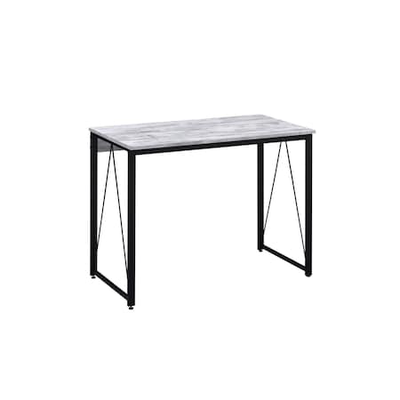 Homeroots 35" Antiqued White and Black Writing Desk 491414