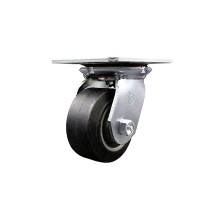 Service Caster 4 Inch Heavy Duty Top Plate Rubber on Aluminum Swivel Caster with Roller Bearing SCC-35S420-RAR