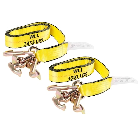 Mytee Products 2in x 8ft Recovery Winch Strap w/ RTJ Cluster Hook Towing Truck Wrecker, 2PK WSRTJ28x2