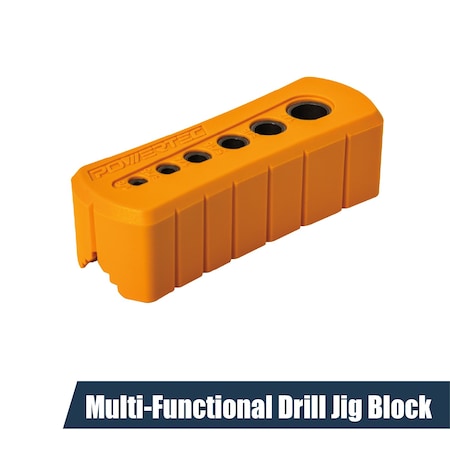 Powertec Drill Guide, Multi-Functional Drill Jig Block w/ 6 Common Drill Bit Sizes 71971