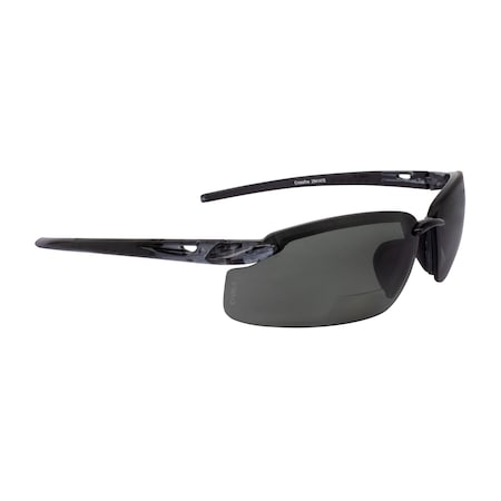 Crossfire Bifocal Safety Glasses, Crystal Black 1.5 Diopter, Smoke POL Lens 2941415