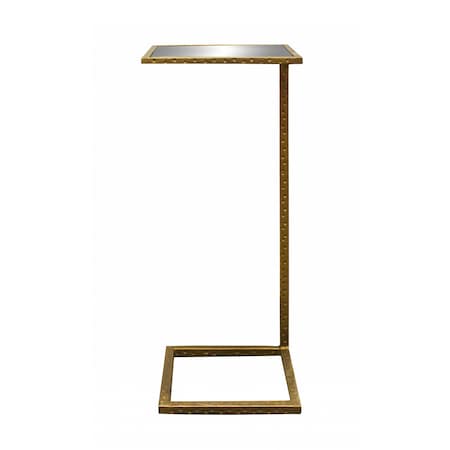 Homeroots 27" Brass And Silver Mirrored Square Mirrored End Table 490143