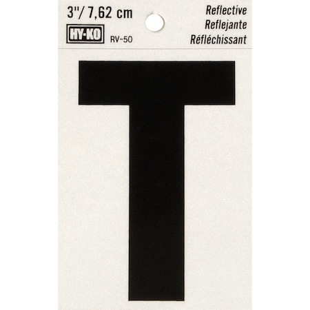 Hy-Ko Vinyl 3'' Reflective Adhesive Letter T RV-50T