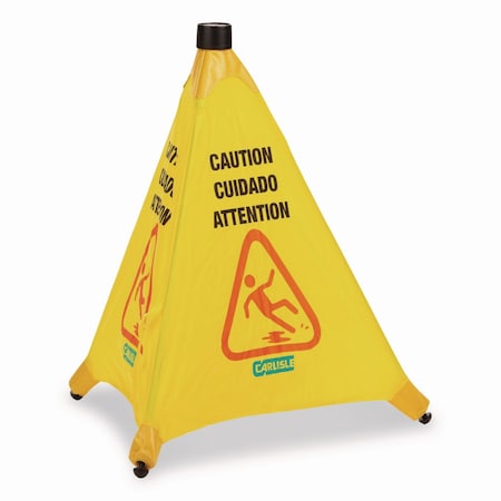 Carlisle Foodservice Pop-Up Caution Cone, 18 x 22.25 x 20, Yellow 3694204