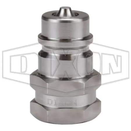 Dixon DQC K Interchange Female Plug, 1/2-14 Nominal, Female NPTF, 316 SSss Steel K4F4-SS