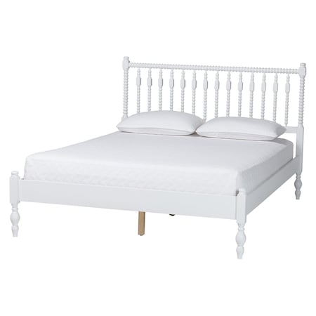 Baxton Studio Callison Spindle Platform Bed, White, Full 271-14734-ZORO