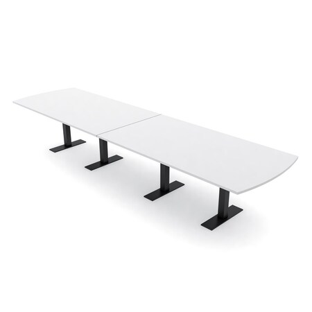 Skutchi Designs 14ft Arc Rectangle Conference Table With Power | Harmony Series | 14 Person Meeting Room Table HAR-AREC-48X168-T.BK-W960-NA