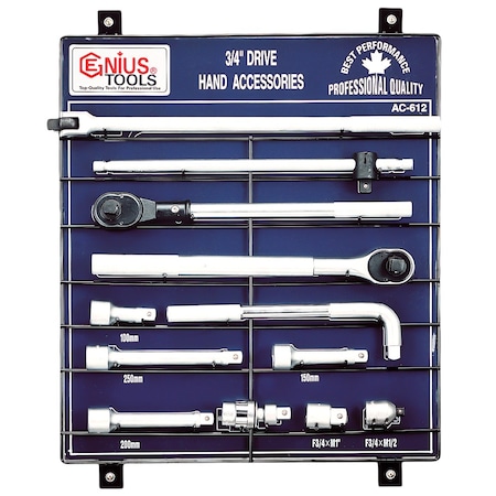 Genius Tools 12PC 3/4in Dr. Accessories Display Board AC-612