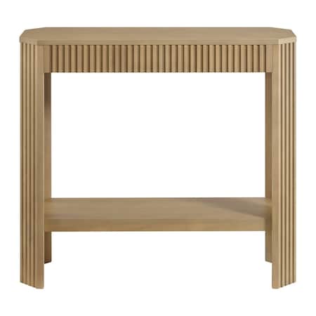 Alaterre Furniture Fluted Solid Wood Console Table 36 in Modern Entryway Table with Storage Shelf AFTBL-029