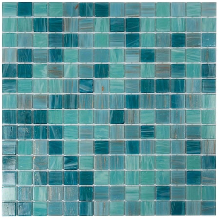 Apollo Tile Mingles 12 in. x 12 in. Glossy Turquoise Green Glass Mosaic Wall and Floor Tile 20 sqft/case, 20PK MIX2088GN454A