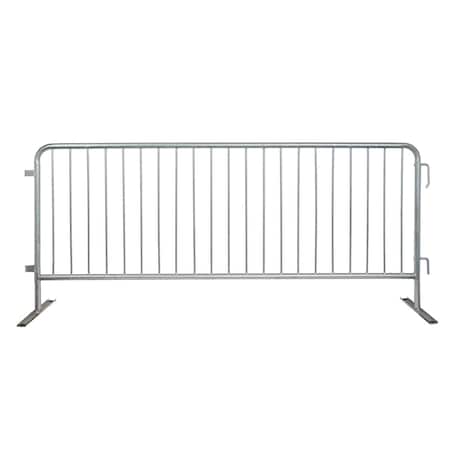 Global Industrial Steel Crowd Control Barrier, 8-1/2'L x 43"H, Flat Feet, Galvanized 670866