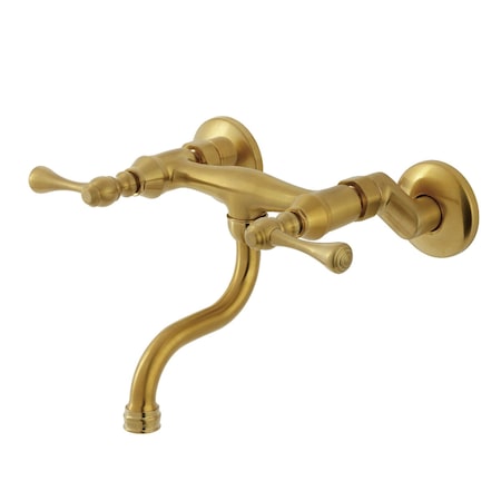 Kingston Brass Double-Handle Wall Mount Bathroom Faucet, Brushed Brass KS2117BL