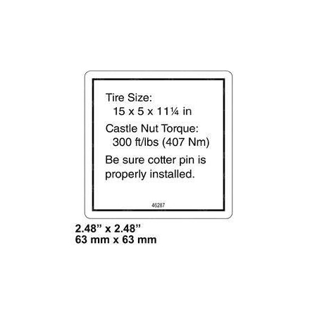 Genie REPLACEMENT DECAL, TIRE SPECS 46287