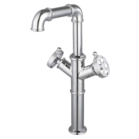 Kingston Brass Double-Handle Vessel Faucet with Knurled Handle, Polished Chrome LS6601RKZ