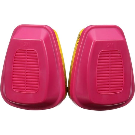 3M Combination Cartridge/Filter, Acid Gas (AG)/Organic Vapor (OV)/P100, Bayonet, Magenta/Yellow, PK2 60923