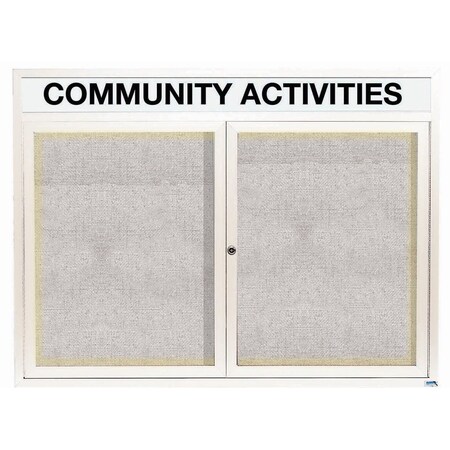 Aarco Illuminated Outdoor Enclosed Bulletin Board w/ Al Frame Header, Powder Coated White, 36''Hx48''W ODCC3648RHIW