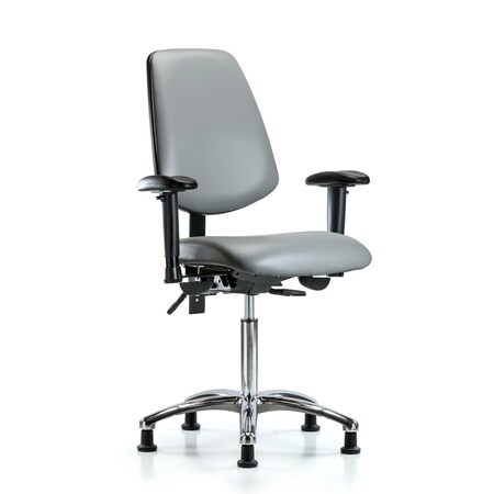 Blue Ridge Ergonomics Vinyl Chair, Vinyl, Adjustable Arms BR-VMBCH-MB-CR-T0-A1-NF-RG-8840