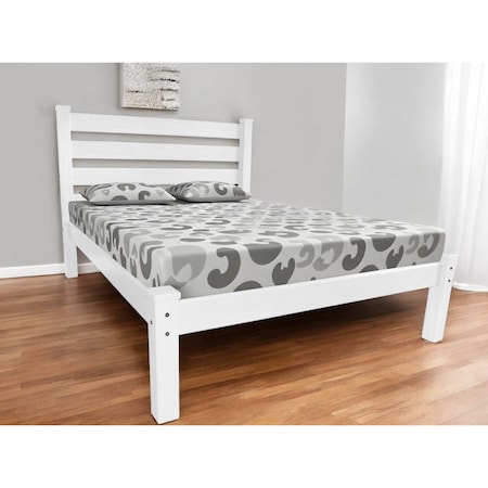 Homeroots White Solid Wood Queen Bed Frame 546898