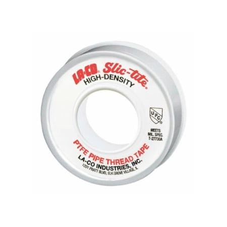 La-Co Slic-Tite PTFE Thread Tape, 300 in L, 1/2 in W, 3 mil, White, 12PK 434-44082