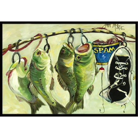 Carolines Treasures JMK1113JMAT Recession Food Fish Caught With Spam Indoor & Outdoor Mat, 24 x 36 in. JMK1113JMAT
