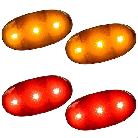 Recon Truck Accessories 11-14 FORD SUPER DUTY DUALLY FENDER  LENSES 2 RED/2 AMBER LED LIGHTS CLEAR LENS CHROME TRIM (4PC) 264136CL