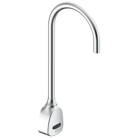 Delta Commercial 1500T Series Wallmount Electronic Se Gooseneck Faucet, Battery, 1.5Gpm In Chrome 1501TF4670