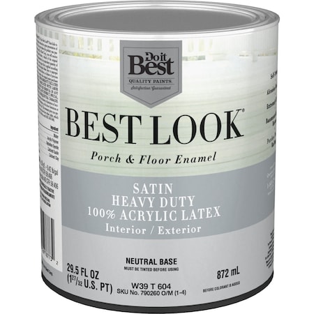 Do It Best Best Look 1 Qt. Neutral Base Hvy Dty Acrylic Latex Satin Porch & Floor Enamel W39T00604-14