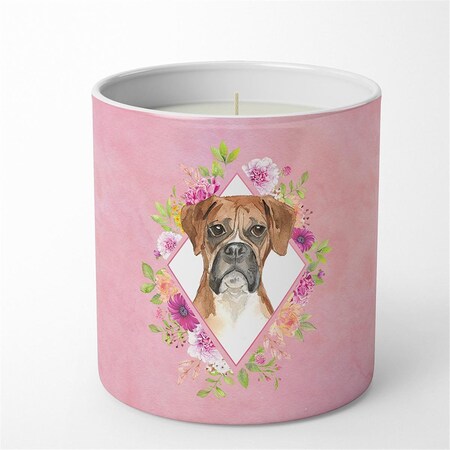 Carolines Treasures 10 oz Boxer Pink Flowers Decorative Soy Candle CK4255CDL