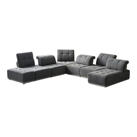 Homeroots Gray Polyester Modular U Shaped Seven Piece Corner Sectional 473572