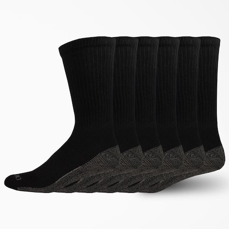 Dickies Dri-Tech Men's 6-12 Crew Socks Black, 6PK I11750-BLACK