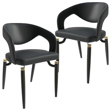 Leisuremod Entice Modern Leather Dining Chair with Iron Legs Open-Back Design in Charcoal, 2PK EC60CH-2
