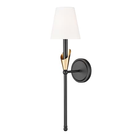 Z-Lite Claudelle 1-Light Wall Sconce, 5.75 in W x 24 in H, Matte Black + Modern Gold 4014-1SA-MB-MGLD