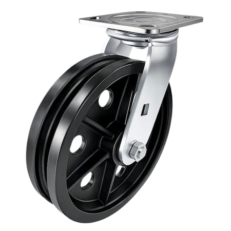 Hyw Products Heavy Duty Caster 8in V-Groove Wheel, Swivel 40-80S-A1-VG