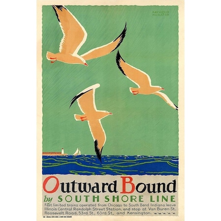 Homeroots 9" X 12" Birds Over Lake Michigan C1929 Vintage Travel Poster Wall Art 394334